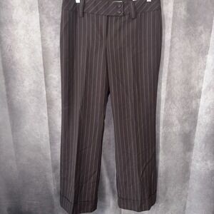 NWT Ann Taylor Loft Marisa Wool Blend Dress Pants Womens 6P Brown Striped Flare